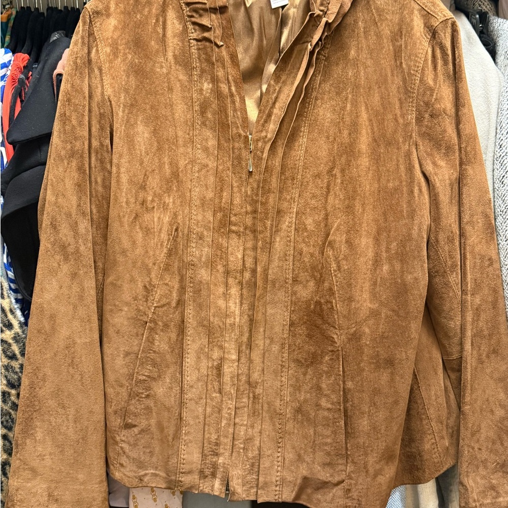 Chico's Tan Suede Leather Jacket Size 2